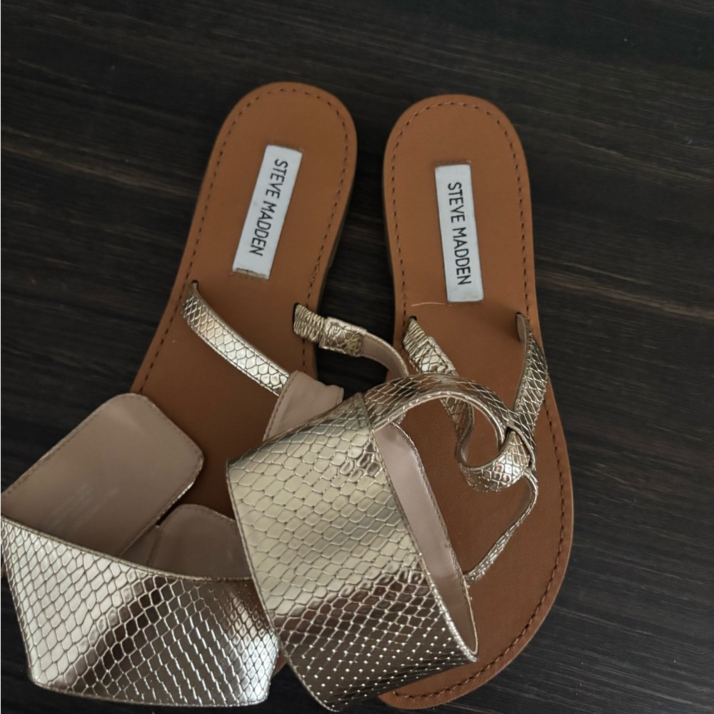 Steve Madden Gold Strappy Sandals - Picture 2 of 3